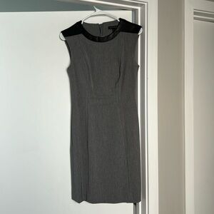 Banana Republic Grey Shift Dress with Leather Detail & Pockets
